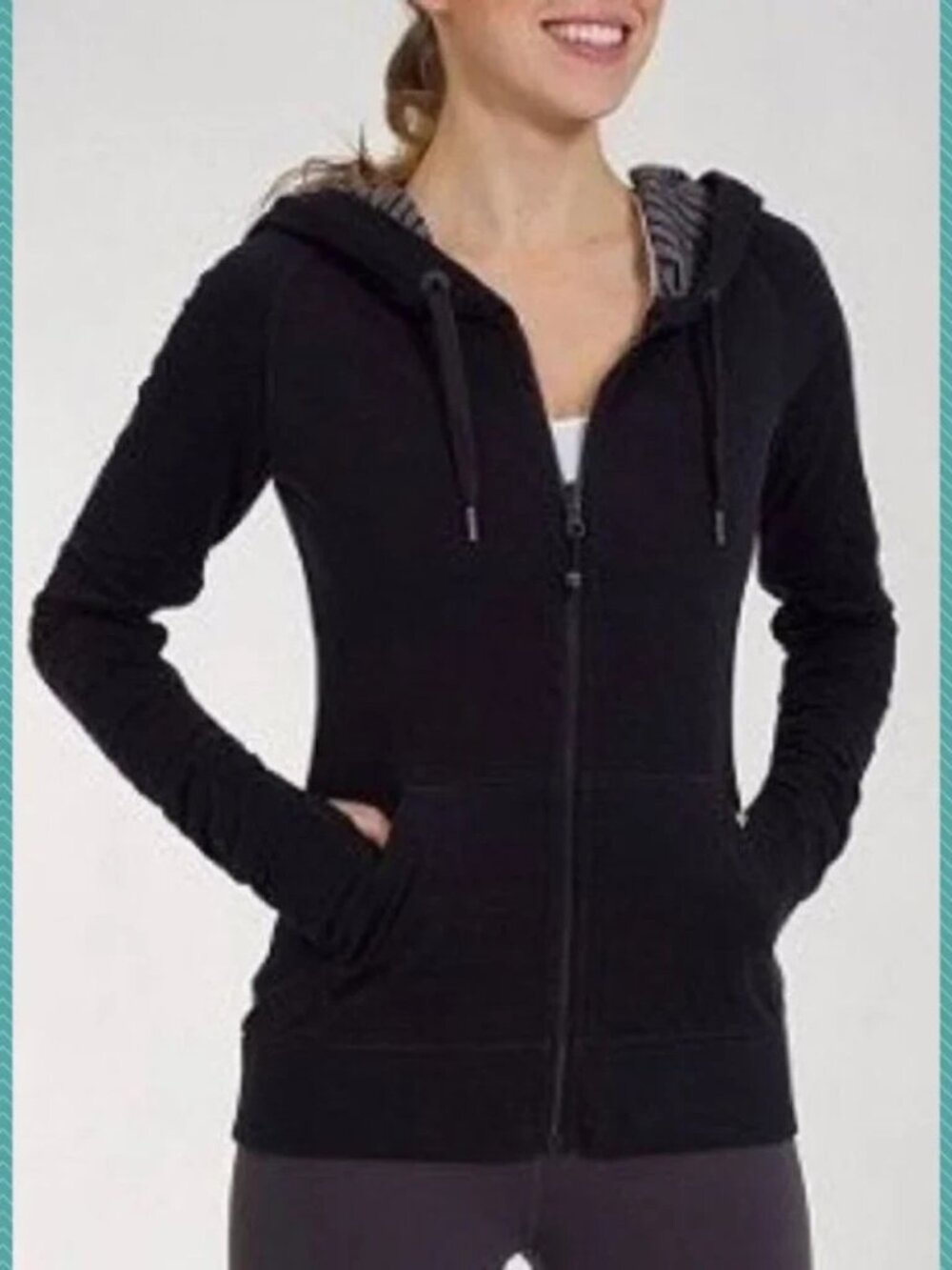 Lululemon Black Cotton Reversible Full Zip Aurora Hoodie
